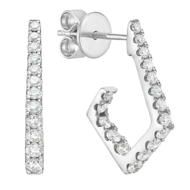 14K White Gold Graduated J-Hoop Earrings