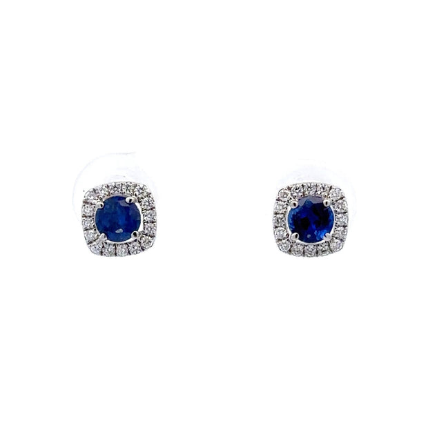 14K White Gold Sapphire & Diamond Earrings