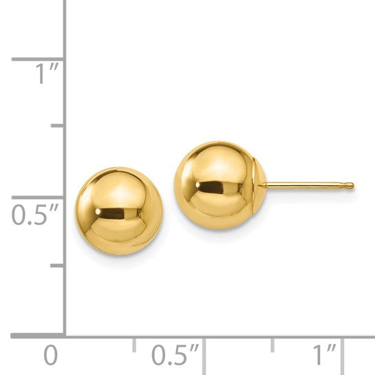 14K Yellow Gold 8mm Ball Stud Earrings