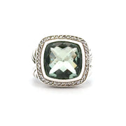Estate David Yurman Sterling Silver Prasiolite & Diamond Ring