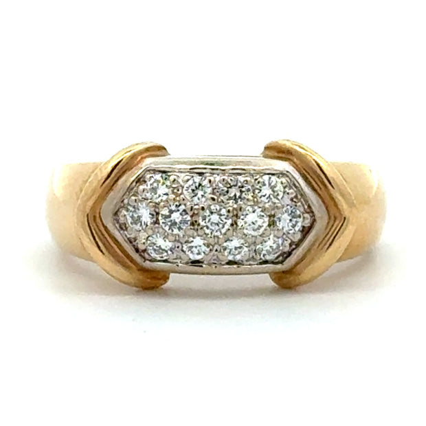 Estate 14K Yellow Gold Pavé Diamond Ring