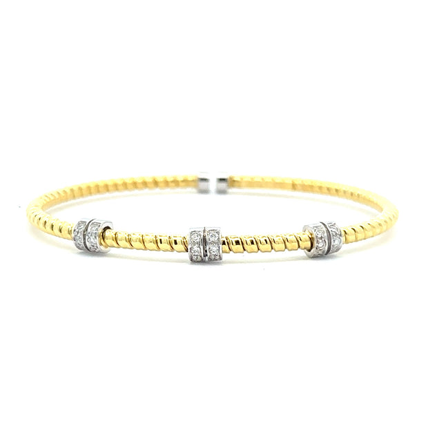 Nava Dee 18K Yellow & White Gold Triple Station Diamond Bracelet