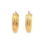 Estate 18K Yellow Gold Ribbed Hoop Earrings