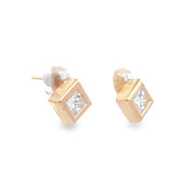 Estate 14K Yellow Gold Bezel-Set Diamond Earrings
