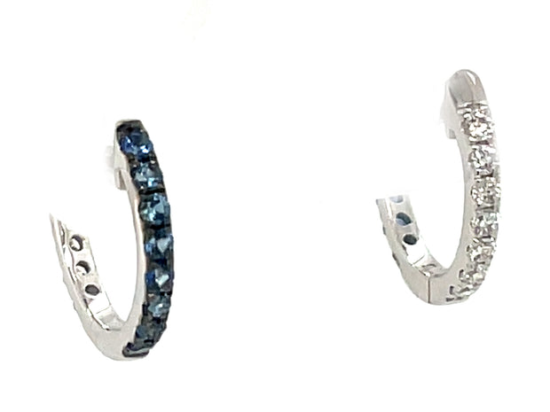 14K White Gold Reversible Sapphire & Diamond Earrings