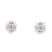 Estate 14K White & Yellow Gold Diamond Stud Earrings