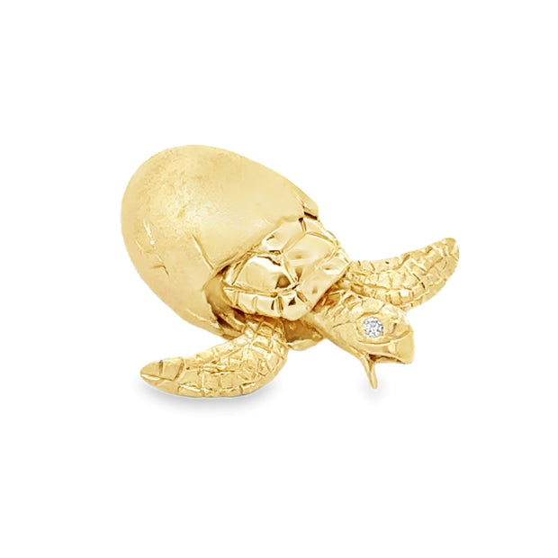 Estate 14K Yellow Gold Turtle Hatchling Pendant