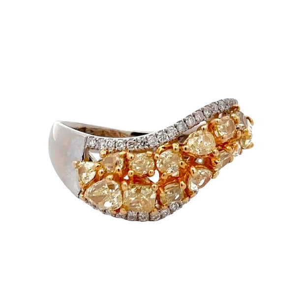 Estate 18K White & Yellow Gold Yellow & White Diamond Ring