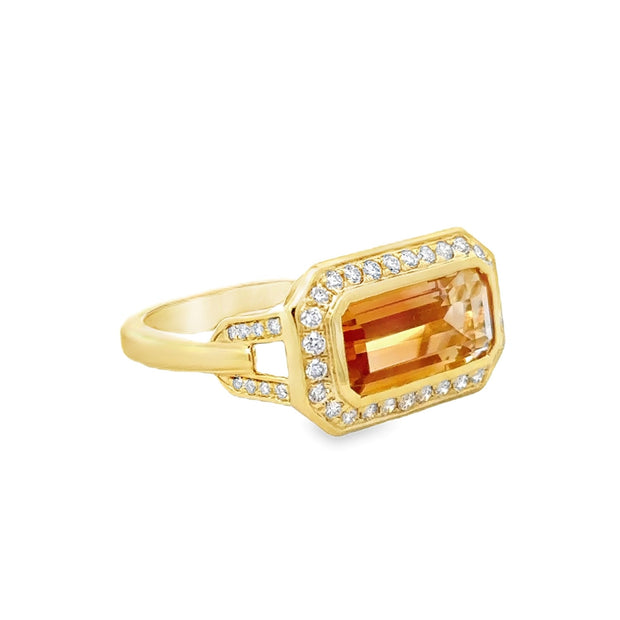 Nava Dee 14K Yellow Gold Citrine & Diamond Ring
