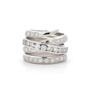 14K White Gold Contemporary Wide Diamond Ring