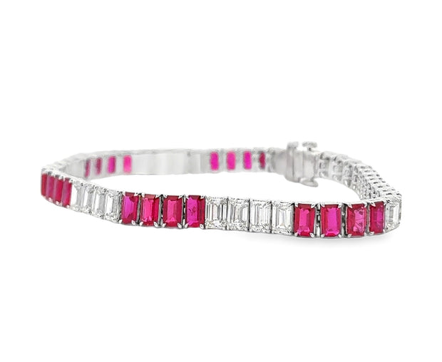 Platinum Ruby & Diamond Tennis Bracelet