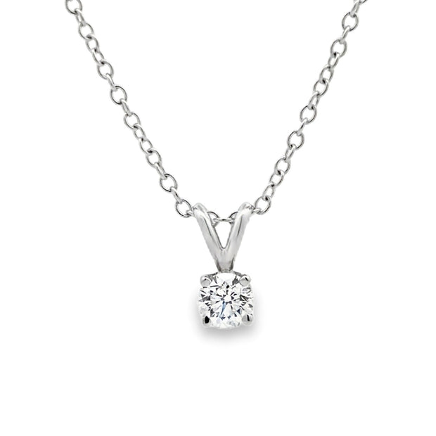 Estate 18K White Gold Diamond Solitaire Necklace