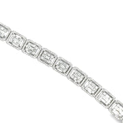 18K White Gold Baguette & round Diamond Bracelet