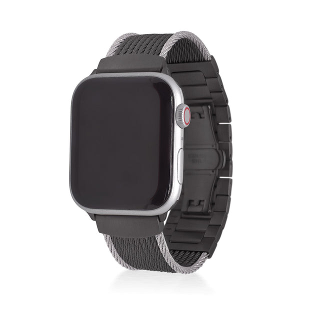 iALOR™ Black & Grey Cable 10-Row Apple Watch® Band (fits 42-45mm watch)