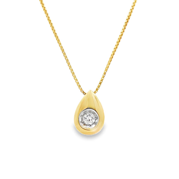 Estate 14K Yellow Gold & Diamond Teardrop Necklace