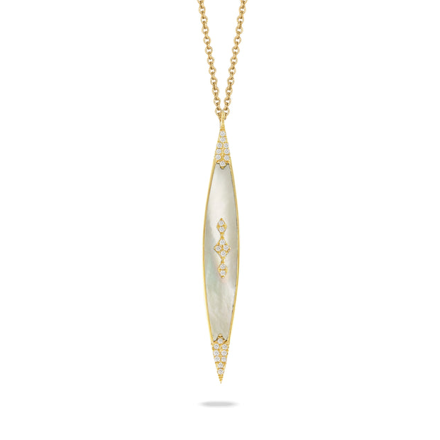 Doves 14K Yellow Gold Mother of Pearl & Diamond Necklace