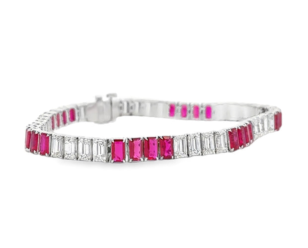 Platinum Ruby & Diamond Tennis Bracelet