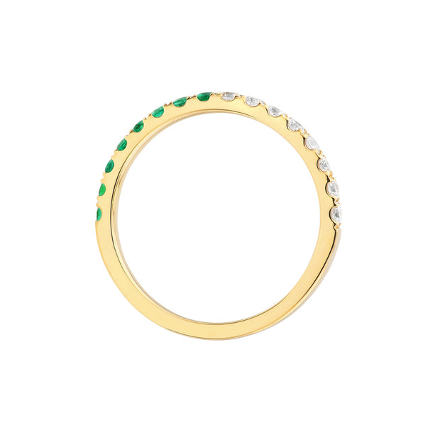 14K Yellow Gold 50/50 Emerald & Diamond Ring