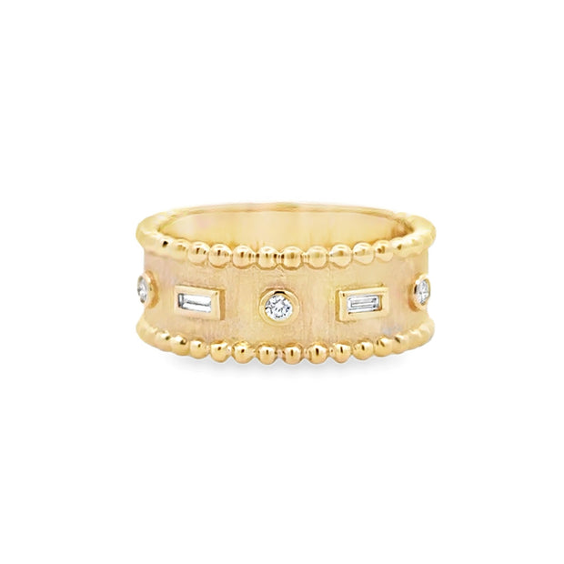 14K Yellow Gold Contemporary Diamond Cigar Band
