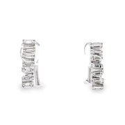 D.M. Kordansky 14K White Gold Baguette Diamond Huggie Earrings