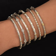 JudeFrances Mixed Metal Diamond Pavé Nail Head Bangle