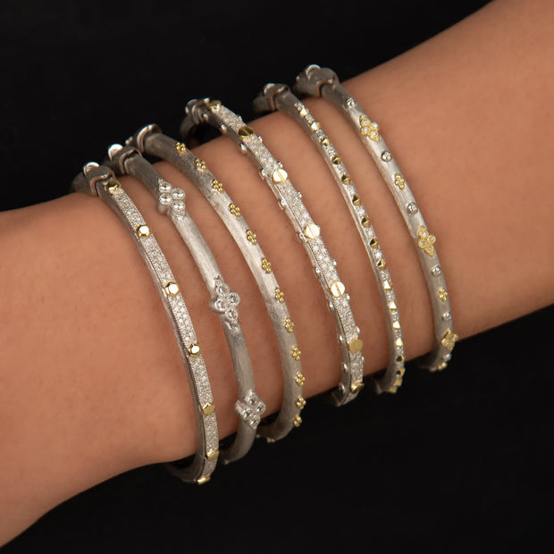 JudeFrances Mixed Metal Diamond Pavé Nail Head Bangle