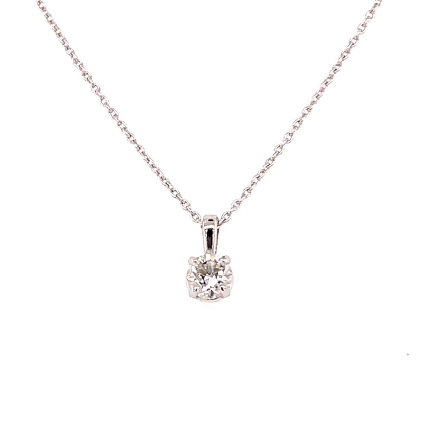 Estate 14K White Gold Diamond Solitaire Necklace