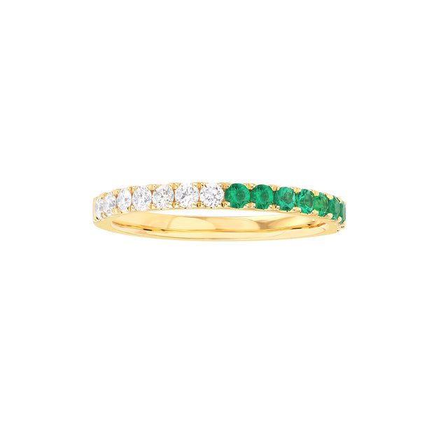 14K Yellow Gold 50/50 Emerald & Diamond Ring