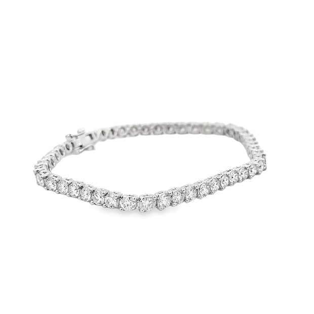 Platinum Two Prong Diamond Tennis Bracelet