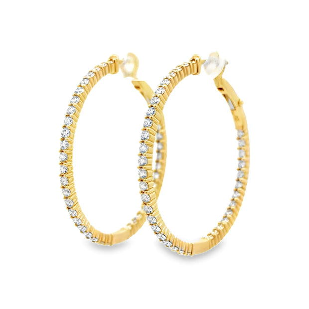 14K Yellow Gold Inside-Out Diamond Hoop Earrings