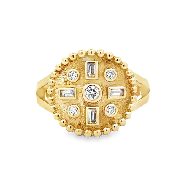 14K Yellow Gold Abstract Diamond Ring