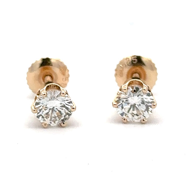 Estate 14K Yellow Gold Diamond Stud Earrings