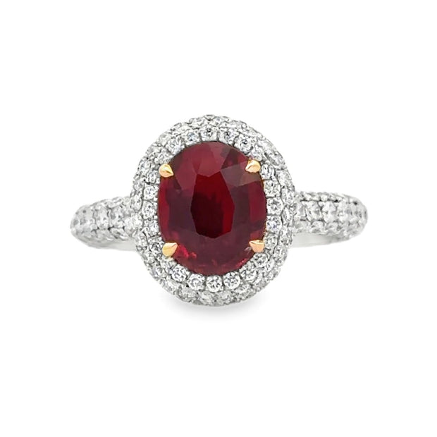 Platinum & 18K Yellow Gold Ruby & Diamond Ring