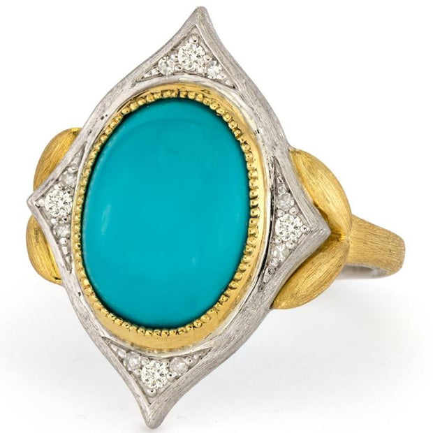 JudeFrances Mixed Metal North South Pointing Turquoise Cocktail Ring