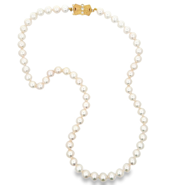 Estate 14K Yellow Gold & Diamond Sea Magic by Mikimoto Pearl Necklace