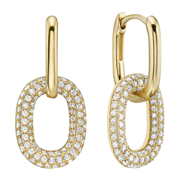14K Yellow Gold Pavé-Set Diamond Dangle Earrings
