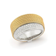 ALOR Yellow Cable Peekaboo Ring with 18kt White Gold & Diamonds