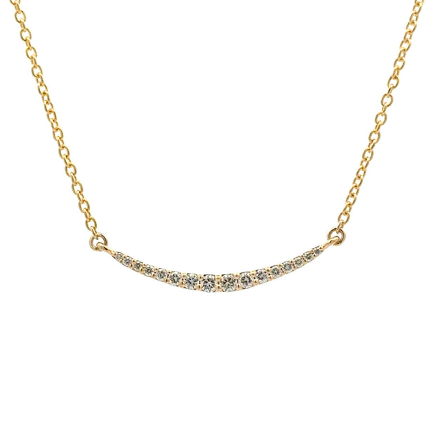 14K Yellow Gold Curved Diamond Bar Necklace