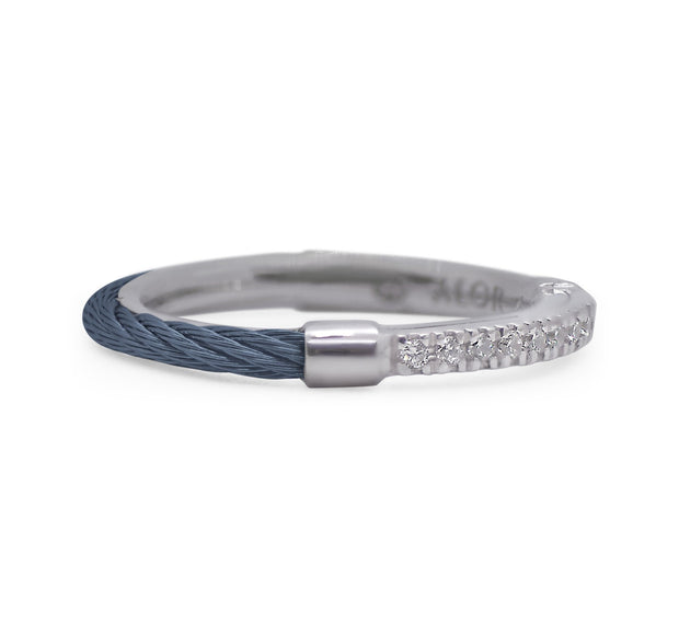 ALOR Navy Cable Reversible Band Ring with 18kt Gold & Diamonds