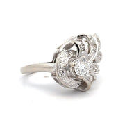 Estate 14K White Gold Diamond Cocktail Ring