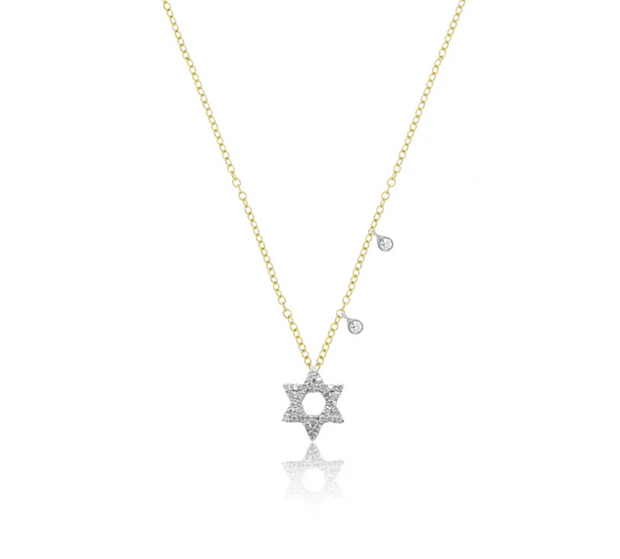 Meira T 14K Yellow & White Gold Dainty Jewish Star Necklace