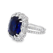 Platinum Royal Blue Sapphire & Diamond Ring