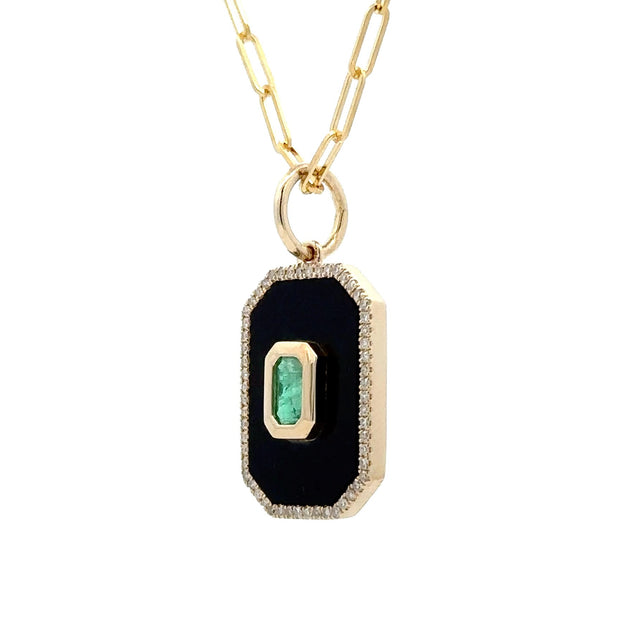 Nava Dee 14K Yellow Gold Emerald, Onyx & Diamond Necklace