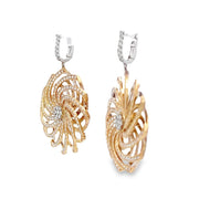 14K Yellow & White Gold Diamond Spiral Earrings