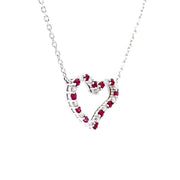 Estate 14K White Gold Ruby & Diamond Heart Necklace