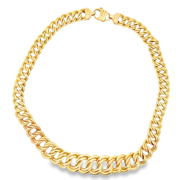 Estate 14K Yellow Gold Graduated Double Link Necklace