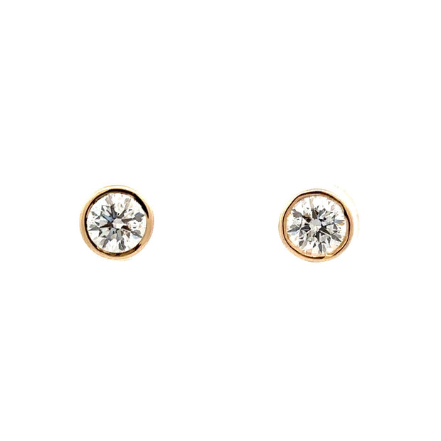 14K Yellow Gold Diamond Stud Earrings
