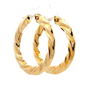 Estate 18K Yellow Gold Ribbed Hoop Earrings