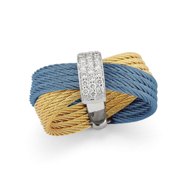 ALOR Caribbean Blue & Yellow Cable Bow Ring with 18kt Gold & Diamonds