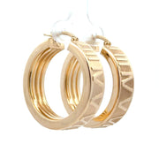 Estate 14K Yellow Gold Wide Roman Numeral Hoop Earrings